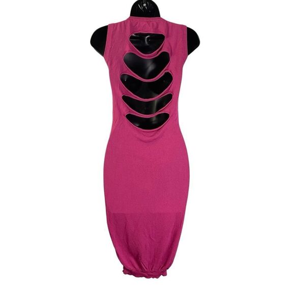Moschino Cheap and Chic Magenta Pink Dress with Back Cutouts Bodycon Size 6 - Picture 1 of 10